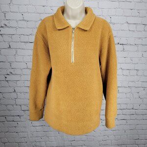 Urban Outfitters Yellow Fleece 1/4 Zip Collared Pullover Jacket Size Small S